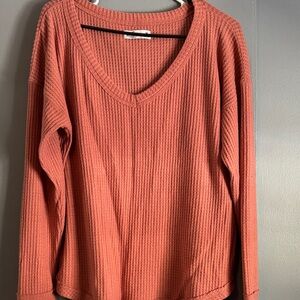 Hollister Coral Ribbed Knit Sweater